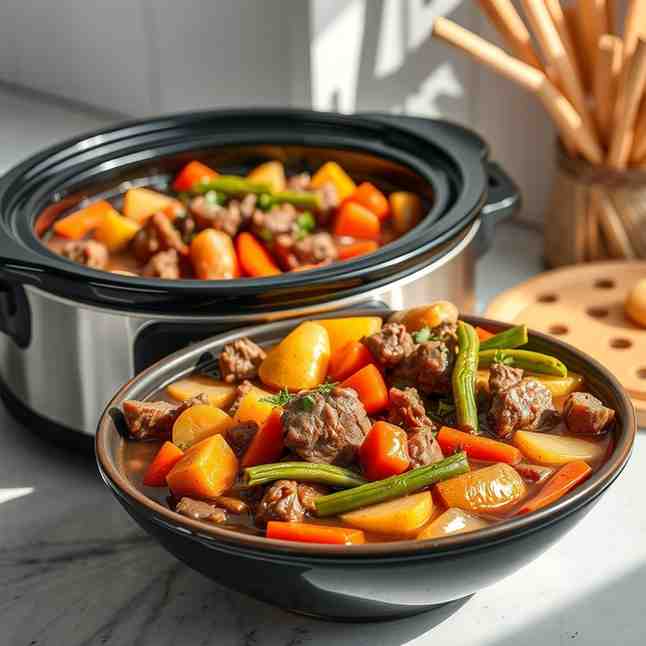 Slow Cooker Beef Stew with Veggies - Easy Crock Pot Recipe